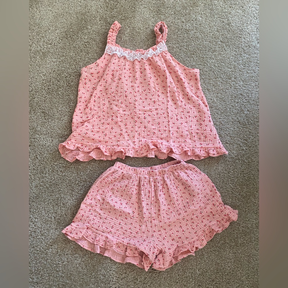 Pajama set with cherry print